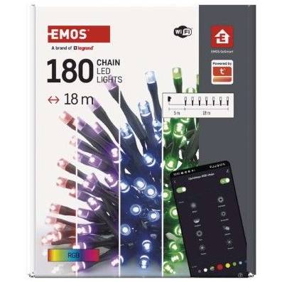 EMOS Lighting D4ZR03 GoSmart LED-Weihnachtskette, 18 m, außen und innen, RGB, Programme, Timer, wifi