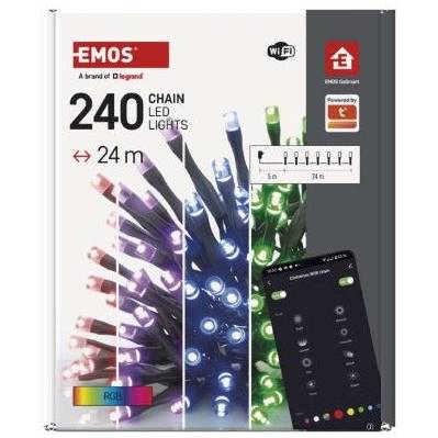 EMOS Lighting D4ZR04 GoSmart LED-Weihnachtskette, 24 m, außen und innen, RGB, Programme, Timer, wifi