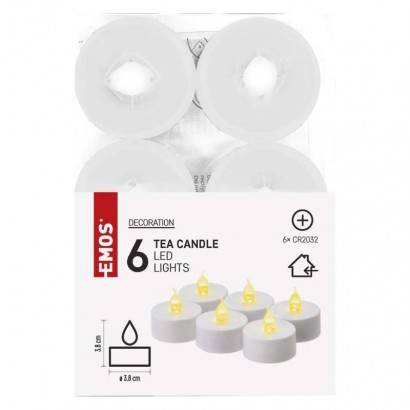 EMOS Lighting DCCV11 LED dekorácia - 6x čajová sviečka biela, 6x CR2032, interiér, vintage