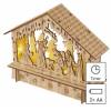 EMOS DCWW34 LED wooden Christmas crib, 15 cm, 2x AA, indoor, warm white, timer
