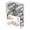 EMOS Lighting DCCV12 LED dekorace – 6x čajová svíčka stříbrná, 6x CR2032, vnitřní, vintage