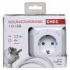EMOS P04219GU Predlžovací kábel - kocka 1,9 m / 4 zásuvky / biely / PVC / s USB / 1,5 mm2