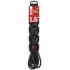 EMOS PC1421R Extension cable 1,5 m / 4 sockets / with switch / black / PVC / 1,5 mm2