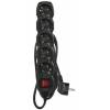 EMOS PC1521R Extension cable 1,5 m / 5 sockets / with switch / black / PVC / 1,5 mm2