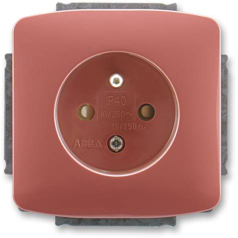 ABB 5518A-A2359 R2 Jednoduchá zásuvka s ochranným kolíkom, s tienením vresovo červená