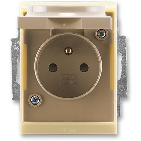 ABB 5518E-A02999 25 Jednoduchá zásuvka pre mokré prostredie s krytom IP44 kávovo-ľadový opál
