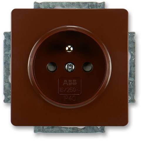 ABB 5518G-A02359 H1 Swing Zásuvka jednonásobná s ochranným kolíkem, s clonkami hnědá