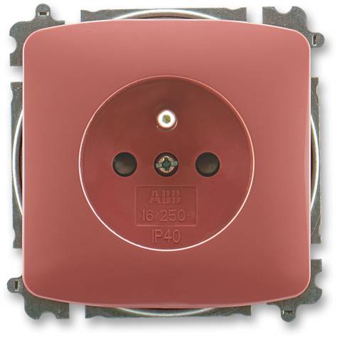 ABB 5519A-A02357 R2 Zásuvka jednonásobná, chráněná, s clonkami, s bezšroub. svorkami vřesová červená