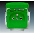 ABB 5519B-A02387 Z Single socket, protected, with cap, with screwless. with clamps, green