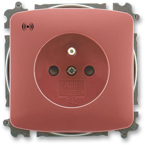 ABB 5589A-A02357 R2 Zásuvka s přepěťovou ochranou, s akustickou signalizací poruchy vřesová červená