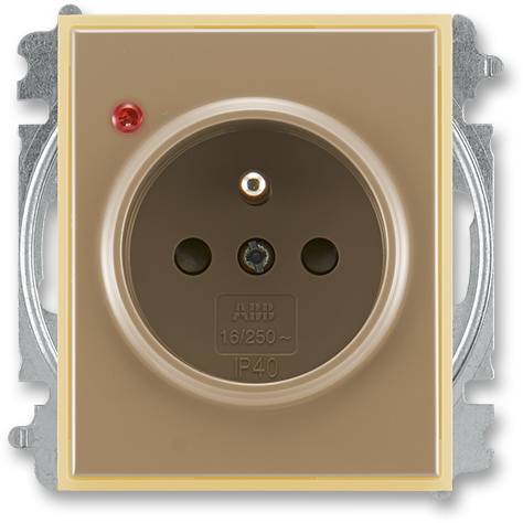ABB 5599E-A02357 25 jednozásuvka s ochranou před přepětím s optickou signalizací kávová-ledová opálová