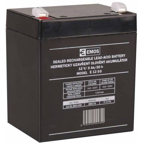 EMOS B9679 Bezúdržbový olověný akumulátor 12V 5Ah faston 6,3mm