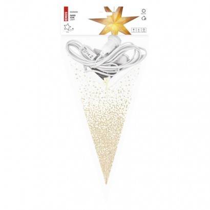 EMOS DCAZ07 LED papierová hviezda so zlatými trblietkami na okrajoch, biela, 60 cm, vnútorná