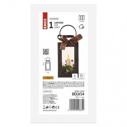 EMOS DCLV14 LED dekorace – vánoční lucerna se svíčkou černá, 22 cm, 3x AAA, vnitřní, vintage