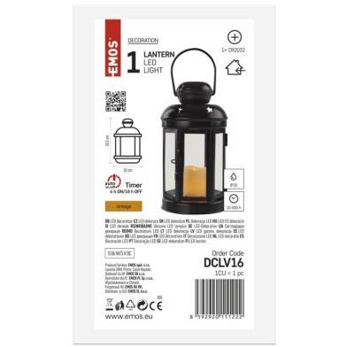 EMOS DCLV16 LED lucerna černá, kulatá, 18,5 cm, 1x CR2032, vnitřní, vintage, časovač