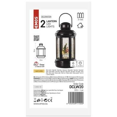 EMOS DCLW20 LED dekorácia - Vianočný lampáš so Santom, 20 cm, 3x AAA, vnútorný, teplá biela, časovač