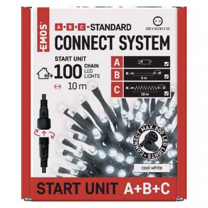 EMOS Lighting D1AC01 Základní sada pro spojovací řetězy Standard, 10 m, venkovní, studená bílá, časovač