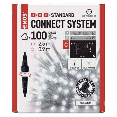 EMOS Lighting D1CC02 Standard LED spojovací řetěz blikající – rampouchy, 2,5 m, venkovní, studená bílá, časovač