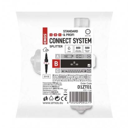 EMOS Lighting D1ZT01 Rozbočovač T pro spojovací řetězy Standard transparentní, venkovní i vnitřní