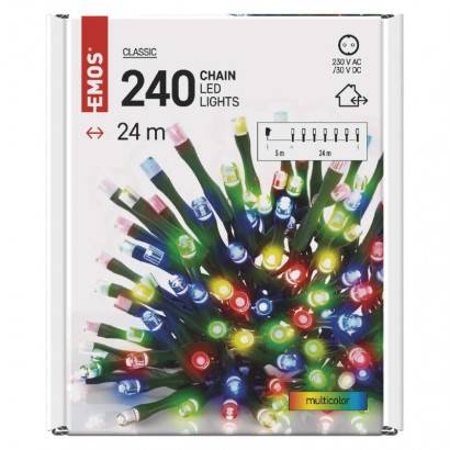 EMOS Lighting D4AM05 LED vánoční řetěz, 24 m, venkovní i vnitřní, multicolor, časovač