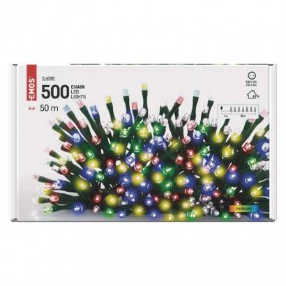 EMOS Lighting D4AM06 LED vánoční řetěz, 50 m, venkovní i vnitřní, multicolor, časovač
