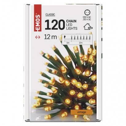 EMOS Lighting D4AV03 LED vánoční řetěz, 12 m, venkovní i vnitřní, vintage, časovač