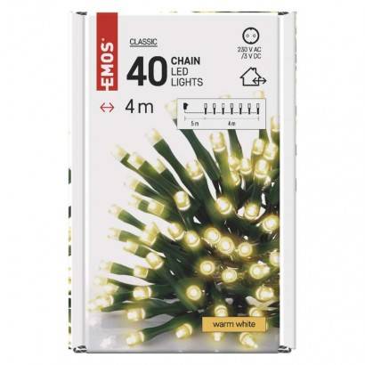 EMOS Lighting D4AW01 LED vánoční řetěz, 4 m, venkovní i vnitřní, teplá bílá, časovač
