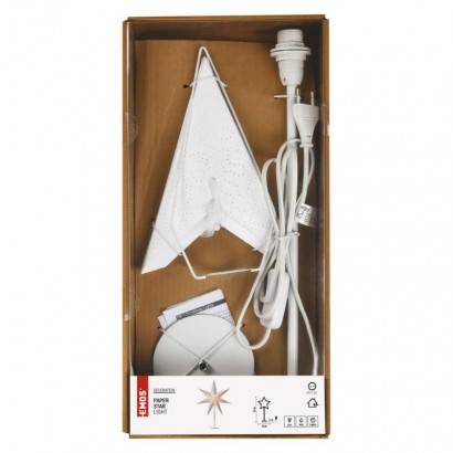 EMOS Lighting DCAZ06 Svícen na žárovku E14 s papírovou hvězdou bílý, 67x45 cm, vnitřní
