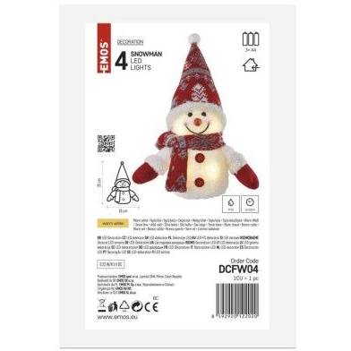 EMOS Lighting DCFW04 LED vianočný snehuliak, 25 cm, 3x AA, vnútorný, teplá biela