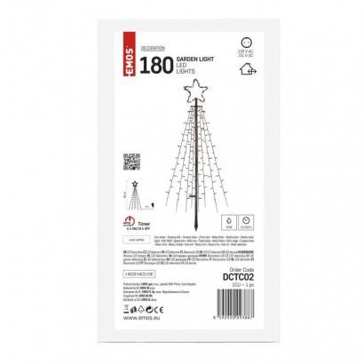 EMOS Lighting DCTC02 LED vánoční strom kovový, 180 cm, venkovní i vnitřní, studená bílá, časovač