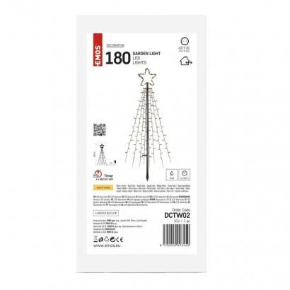EMOS Lighting DCTW02 LED vánoční strom kovový, 180 cm, venkovní i vnitřní, teplá bílá, časovač