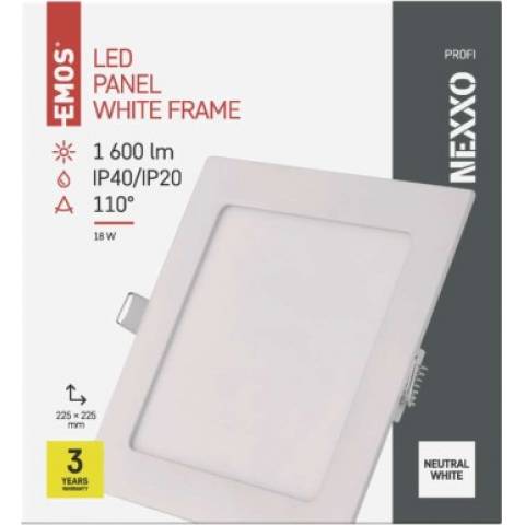 EMOS Lighting ZD2145 LED vestavné svítidlo NEXXO, čtvercové, bílé, 18W, neutrální bílá