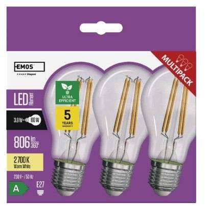 EMOS Lighting ZF5147.3 LED bulb Filament A60 / E27 / 3,8 W (60 W) / 806 lm / warm white