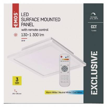 EMOS Lighting ZM5171 LED panel 30x30 čtvercový přisazený 20W s rámečkem, stmív. se změnou CCT