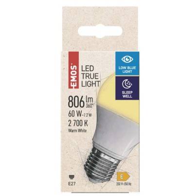 EMOS Lighting ZQ5144 LED žiarovka True Light 7,2W E27 teplá biela