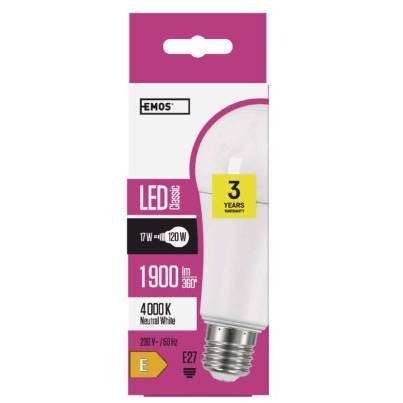 EMOS Lighting ZQ5174 LED žárovka Classic A67 17W E27 neutrální bílá