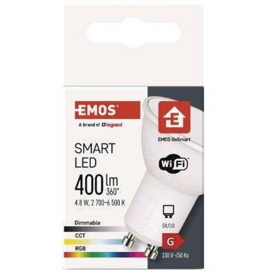 EMOS Lighting ZQW832R GoSmart Smart LED žiarovka MR16 / GU10 / 4,8 W (35 W) / 400 lm / RGB / stmievateľná / Wi-Fi
