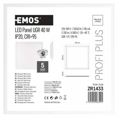 EMOS Lighting ZR1433 LED panel 60×60, štvorcový zapustený biely, 40W neutr. b. UGR