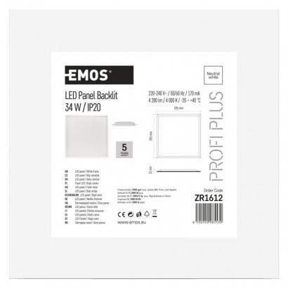EMOS Lighting ZR1612 LED panel 60×60, štvorcový zapustený biely, 34W neutrálna biela