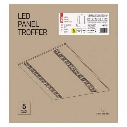 EMOS Lighting ZR1722 LED panel troffer 60×60, čtvercový vestavný bílý, 27W, neutrální bílá, UGR