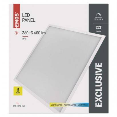 EMOS Lighting ZR5410 LED panel 60×60, čtvercový vestavný bílý, 36W, stmívatelný se změnou CCT, UGR