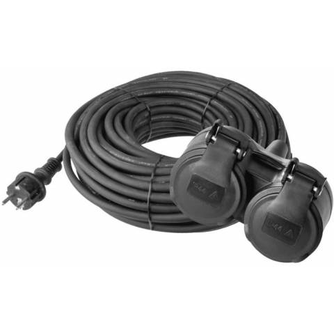 EMOS P0603 Gumový prodlužovací kabel spojka 20m 2Z 3x 1,5mm, IP44 černý