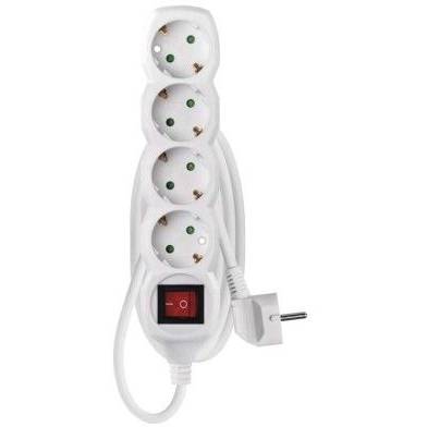 EMOS P1421R Extension cable 1,5 m / 4 sockets / with switch / white / PVC / 1,5 mm2