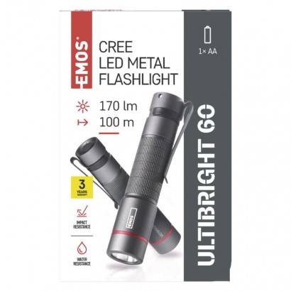EMOS P3160 CREE LED kovová baterka Ultibright 60, P3160, 170lm, 1xAA
