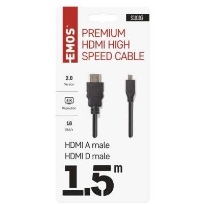 EMOS S10103 Vysokorýchlostný kábel HDMI 2.0 vidlica A - vidlica D 1,5 m