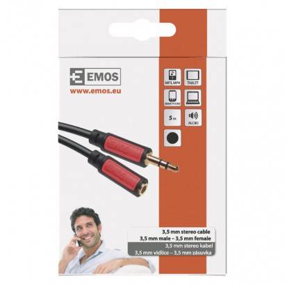 EMOS SM5105 JACK kabel 3,5mm stereo, vidlice - 3,5mm zásuvka 5m