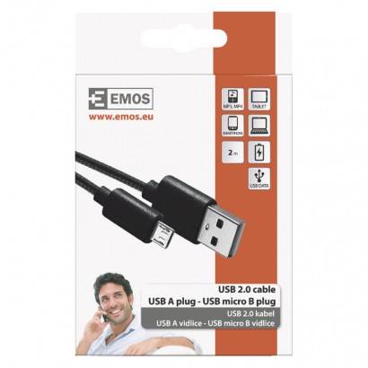 EMOS SM7008BL USB kabel 2.0 A/M - micro B/M 2m černý