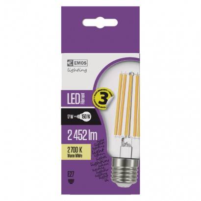 EMOS Z74290 LED žiarovka Filament A67 A++ 17W E27 teplá biela