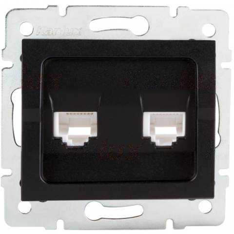Kanlux 33595 LOGI   Dvojitá datová zásuvka nezávislá 2xRJ45Cat 6 - černá matná