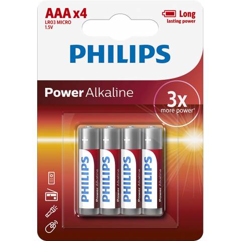 Alkalické tužkové baterie AAA LR03P4B/10 Philips